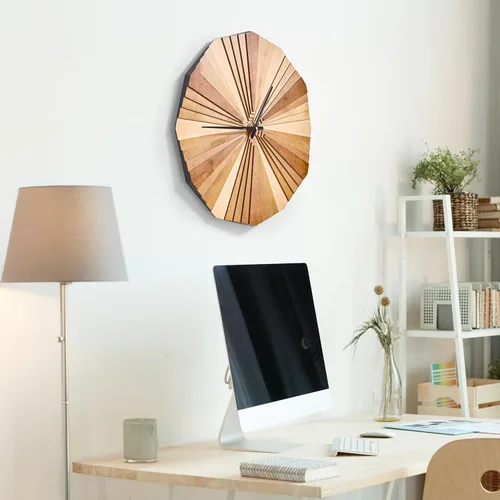 Miniatura 4 de Reloj de pared de madera de Verso paramétrico, reloj decorativo de madera acústica en capas de madera contrachapada 3D (pequeño)