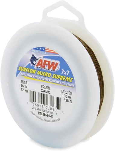 Miniatura 9 de American Fishing Wire Surflon Micro Supreme Nylon recubierto 7x7 de acero inoxidable, líder en alambres anudables para pesca en agua salada, pesca