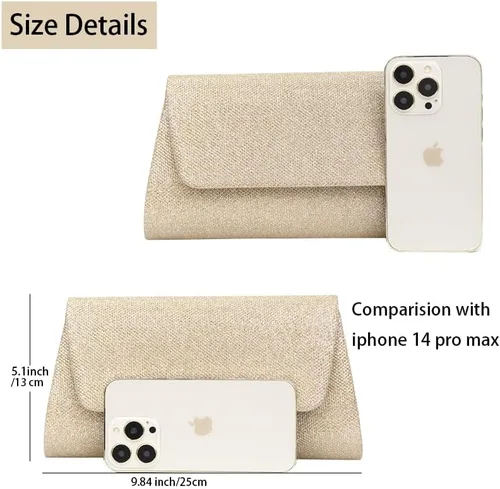 Miniatura 4 de Clutch Purses Evening Bag for Women Formal,Classic Envelope Purses and Handbags Wedding Party Prom with Shoulder Strap