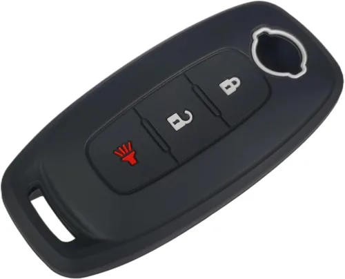 Miniatura 3 de Funda de silicona para llavero sin llave, compatible con Nissan Pathfinder Rogue 2023 2024 - 3 botones (negro con blanco)