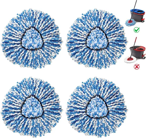 Miniatura 6 de BonusLife 2 paquetes de cabezales de repuesto para mopa de O-Ceda RinseClean Spin Mop, sistema de 2 tanques, fácil limpieza, microfibra