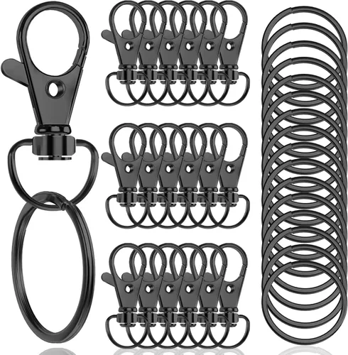 100 piezas de ganchos giratorios premium con llaveros, llaveros de cordón de metal, cierres de langosta para joyería de llaves, manualidades DIY,