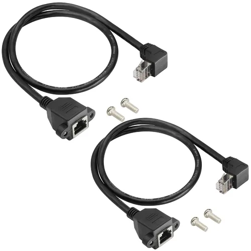 Miniatura 2 de Cable de extensión de red LAN RJ45 en ángulo descendente de 90° Cat6 RJ45 de 90 grados macho a hembra blindado para red Ethernet Cable de extensión
