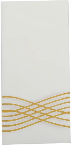 Miniatura 6 de Efavormart - Paquete de 20 servilletas desechables de papel de lino suave de papel de lino Airlaid de lámina dorada, color blanco Oro