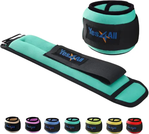 Yes4All Par de pesas para muñeca y tobillo de 1 libra a 10 libras, correa ajustable para caminar, trotar, pilates, gimnasio, entrenamiento de D. Par