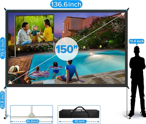 Miniatura 2 de Pantalla de proyección frontal y trasera portátil de doble cara para interiores y exteriores.