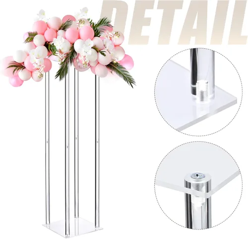 Miniatura 5 de MECCANIXITY Columna de florero para boda, soporte acrílico de 31.5 pulgadas de alto para decoración de centros de mesa de boda, fiesta, cena