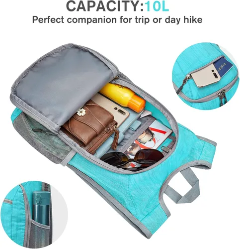 Miniatura 4 de G4Free 10L/15L Mochila para Senderismo Plegable Ligera, Mochila de Día para Caminatas, Pequeña, Viaje al Aire Libre, Bolsa de Hombro Plegable