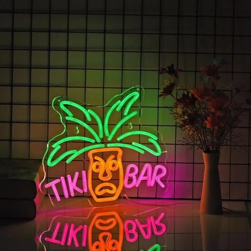 Miniatura 4 de Letrero de Luz de Neón de Tiki Bar Acrílico Regulable LED Señal de Neón 16"x13" Bar de Cerveza Pub Club Restaurante Decoración de Pared Obra de Arte