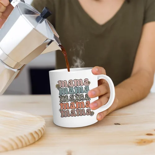 Miniatura 5 de Taza de café para mamá, regalos para mamá, regalos de Navidad para nueva mamá, regalos de cumpleaños para mamá, taza de café retro Groovy con flores