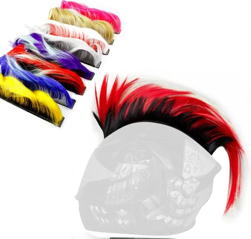 Miniatura 9 de Mohawk Peluca para decoración de casco, diseño de halcón reutilizable (casco no incluido)