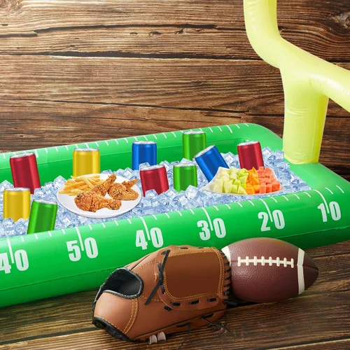 Miniatura 5 de Paquete de 2 enfriadores inflables de campo de fútbol, decoración de fiesta de fútbol, barra inflable para servir hielo para suministros de fiesta