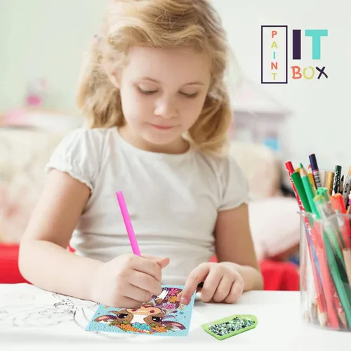 Miniatura 4 de Acelii Paquete de 6 kits de pintura de diamantes de dibujos animados 5D para niños principiantes, lindos animales, kit de arte de diamantes