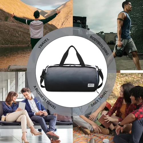 Miniatura 9 de BE SMART - Bolsa de gimnasio impermeable para hombre con compartimento para zapatos, bolsa de lona con bolsillo húmedo para hombres, bolsa deportiva