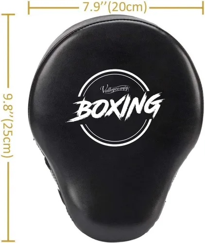 Miniatura 4 de Valleycomfy - Manoplas de boxeo curvadas de piel sintética para entrenamiento Negro blanco