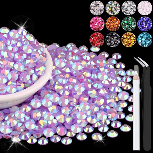 Miniatura 35 de 12000 diamantes de imitación de resina de 0.079 pulgadas a granel para manualidades (transparente), cristales deslumbrantes con parte trasera plana