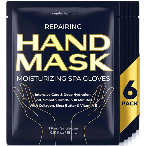 Máscara de mano – Guantes hidratantes de colágeno, reparar máscaras de manos de 10 minutos o durante la noche con manteca de karité y vitamina E,
