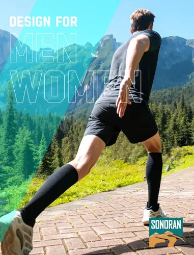 Miniatura 7 de SONORAN Calcetines de compresión para hombres y mujeres (246 pares) 20-30 mmHg de compresión graduada hasta la rodilla para correr, atletismo