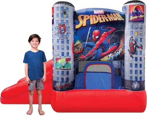 Miniatura 7 de Funormous Marvel Spider-Man Casa de Rebote Inflable con Tobogán, Castillo Hinchable de Spiderman para Niños, Interior y Exterior, Plus Soplador