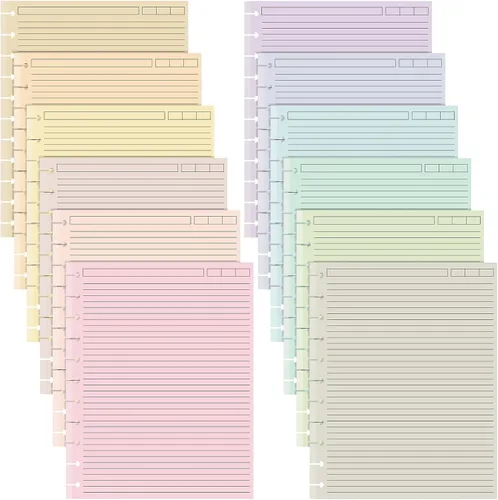 Miniatura 9 de PerKoop 12 paquetes de 480 hojas de papel de recambio de argollas de colores 8.5 x 11 pulgadas con rayas universitarias, tamaño carta, papel rayado