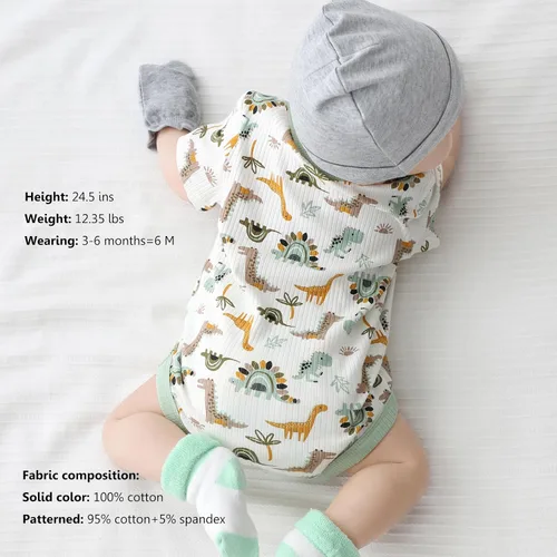Miniatura 34 de Body de manga corta para bebé recién nacido, ropa de algodón de una pieza, 5 unidades, 0-12 meses