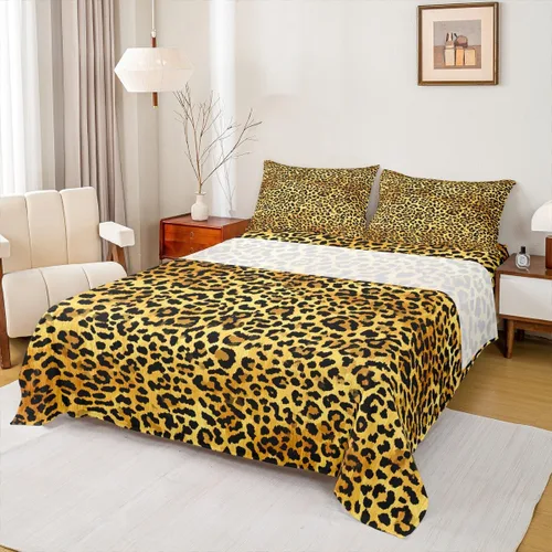 Miniatura 41 de Juego de sábanas abstractas de piel de guepardo, tamaño individual, decoración de lujo para habitación de niños, niñas y mujeres, juego de ropa