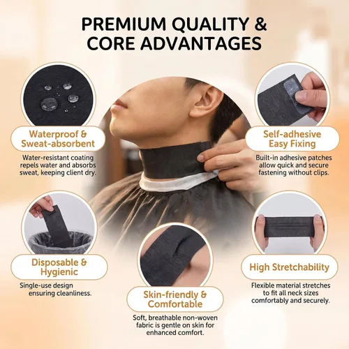 Miniatura 4 de QUUPY 1 rollo/100 tiras desechables para cuello de barbero, 2.6 pulgadas de ancho x 13.7 pulgadas de largo, se estira hasta 21.5 pulgadas, papel