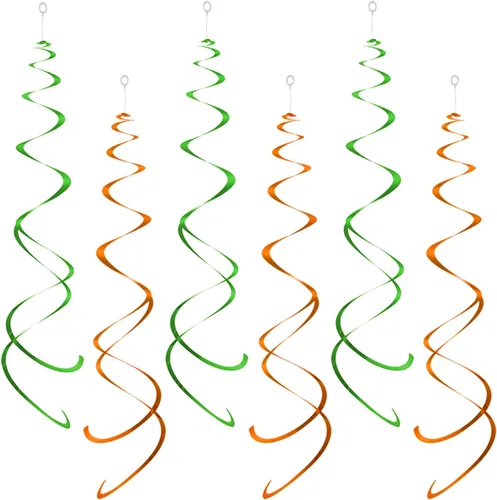 Miniatura 6 de ZOOYOO Decoraciones de remolinos para fiestas, decoración de remolinos colgantes en el techo de papel de aluminio azul y naranja, decoraciones