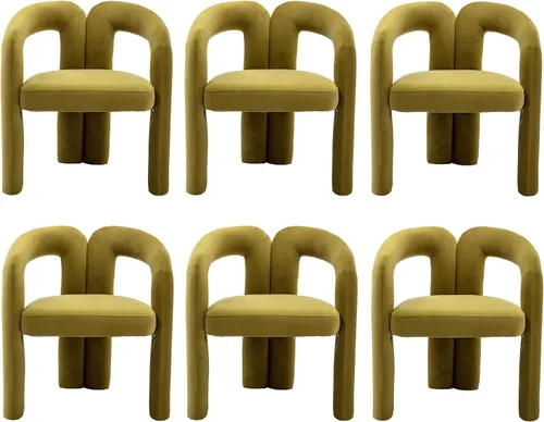 Miniatura 21 de Modernas sillas de comedor de terciopelo tapizadas, con respaldo curvado, cómoda silla auxiliar para cocina, comedor, sala de estar