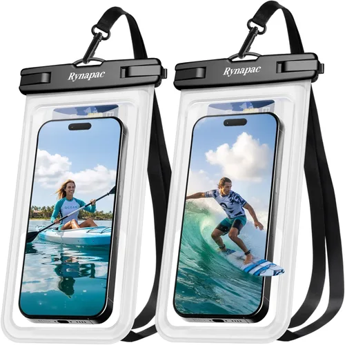 Miniatura 18 de Rynapac Funda impermeable para teléfono [hasta 8.5 pulgadas], paquete de 2, funda impermeable IPX8 con cordón para iPhone 17, 16, 15 Pro Max