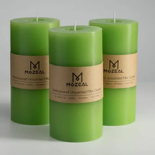 Miniatura 20 de MOZEAL Velas grandes sin perfume vertidas a mano de 3 x 8 pulgadas, sin humo, juego de 2, combustión lenta, sin goteo, aproximadamente 150 horas
