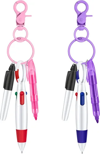 Miniatura 10 de Sabary Juego de mini rotuladores para enfermera, bolígrafos para enfermera, incluye resaltador de punta rosa y morado, 2 marcadores permanentes y 2