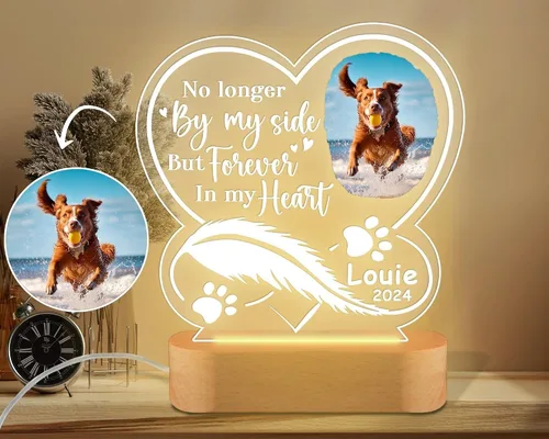 Miniatura 9 de LOVELYPOD Luz nocturna personalizada con foto de perro, regalo conmemorativo para perros, placa conmemorativa para mascotas, regalo de foto