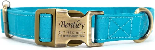 Miniatura 8 de Collar de perro personalizado con nombre y número de teléfono grabado, collar ajustable personalizado para cachorros, collar de algodón orgánico