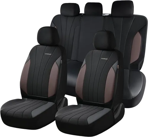 Miniatura 34 de Coverado Fundas de asiento delantero, fundas de asiento beige, 2 asientos, protectores de cuero para automóvil, paquete de 2, fundas de asiento