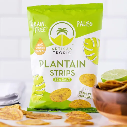 Miniatura 3 de ARTISAN TROPIC Tiras de plátano con sal marina, paquete de 8, 2 onzas, vegano, paleo y sin gluten, bolsas individuales, aperitivos saludables