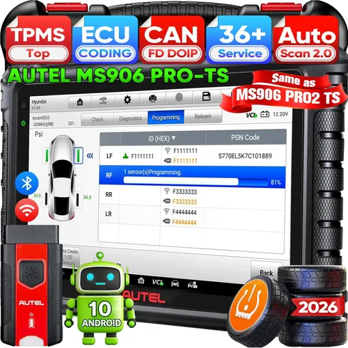 Autel Escáner MaxiSYS MS906 PRO-TS, 2026 Igual que MS906 PRO2-TS MK906S PRO2-TS Hasta de MP900TS MS906MAX MS906PRO, V2.0 TPMS completo y ECU C0ding,