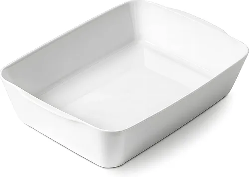 Miniatura 9 de HOMBENE - Cacerola blanca de 1.2 cuartos de galón, bandeja para lasaña para horno, utensilios para hornear, pequeña fuente de cerámica para hornear