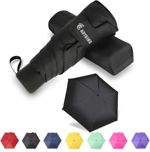 GAOYAINIG - Mini paraguas pequeño con estuche de diseño ligero y compacto, perfecto para viajes, sombrilla portátil ligera para exteriores y