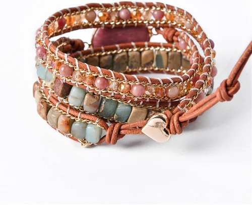 Miniatura 6 de YGLINE - Pulsera de piedra natural para mujer, de cinco partes, hecha a mano, color azul, bohemia