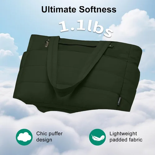 Miniatura 5 de Bolsa de mano para mujeres, ligera, acolchada y esponjosa, bolsa de hombro con almacenamiento para trabajo, viajes, gimnasio, se adapta a portátil