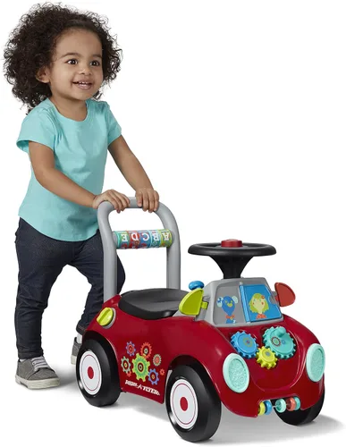 Miniatura 10 de Radio Flyer Busy Buggy, para niños pequeños de 1 a 3 años, 3 en 1 con 17 actividades sensoriales, función antipuntas, almacenamiento debajo