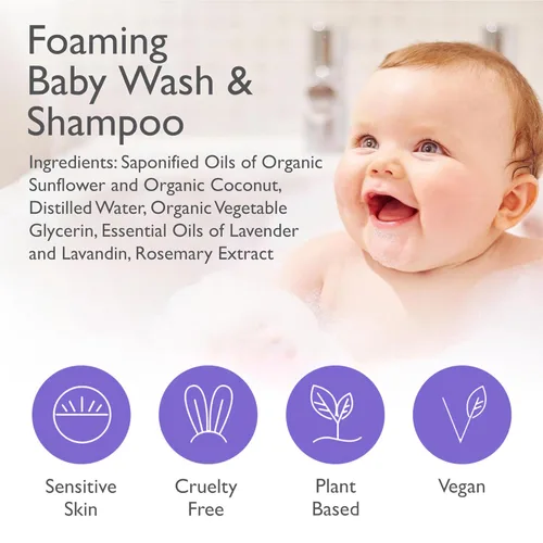 Miniatura 4 de SoCal Suds & Company Champú orgánico 2 en 1 para bebés y gel de baño de Castile Soap - Jabón de Castilla - Jabón corporal suave y champú para pieles