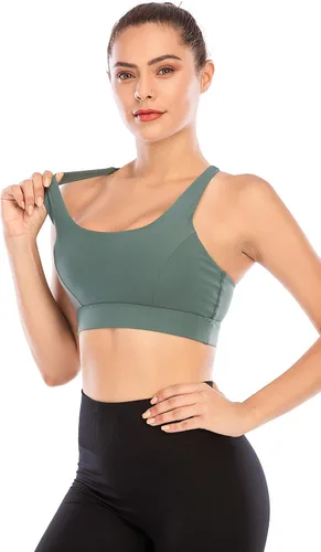 Miniatura 33 de Brasieres deportivos para mujer, con relleno, tipo camiseta sin mangas, sexis, con espalda cruzada, de alto impacto, largos, ideales para practicar