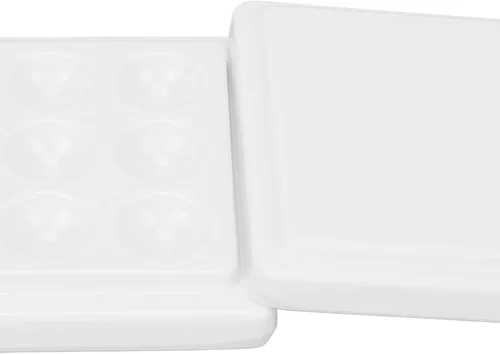 Miniatura 8 de Paleta de pintura de porcelana, suave y reutilizable de 12 pocillos, paleta de pintura de acuarela de color blanco puro con cubierta para artistas
