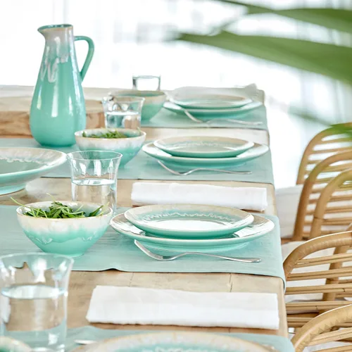 Miniatura 3 de Casafina Plato de cerámica de cerámica de 11 pulgadas, colección Taormina, aguamarina, apto para microondas y lavavajillas, acristalamiento seguro