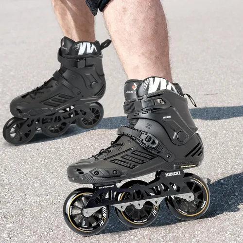 Miniatura 7 de Patines de velocidad en línea de 3 ruedas para Unisex,4.331 in Patines de ruedas Cuchillas Negro