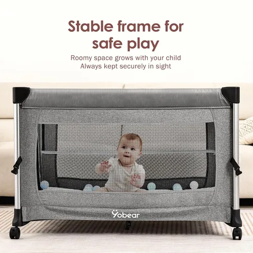 Miniatura 6 de Moisés para bebé 4 en 1 con colchón, configuración de un solo empuje, cuna de noche con cambiador de pañales de recién nacido a niño pequeño (gris)