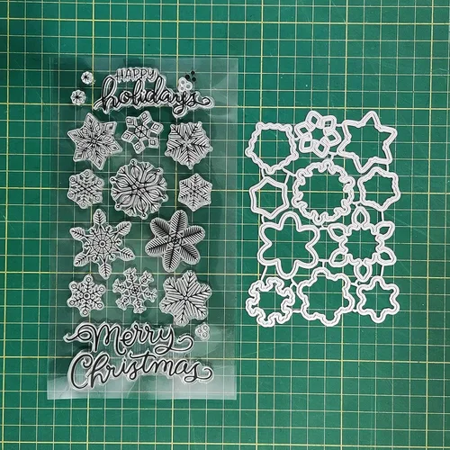 Miniatura 4 de Juego de sellos y troqueles transparentes de copos de nieve de Navidad para hacer tarjetas, plantillas de corte para álbumes de recortes, álbum