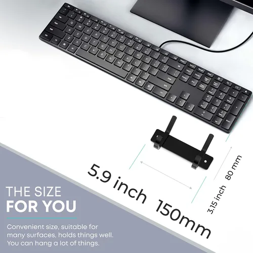 Miniatura 2 de Perchero de Abrigos Pequeño Negro Mate para Pared – Riel de Ganchos de Acero Inoxidable de 6 Pulgadas con 2 Ganchos Dobles para Abrigos